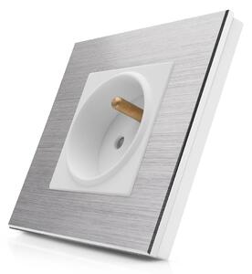 Kompletní 230V zásuvka v hliníkovém rámečku R-1Socket-FR-ALU-SW