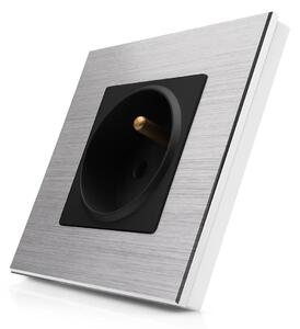 Kompletní 230V zásuvka v hliníkovém rámečku R-1Socket-FR-ALU-SB