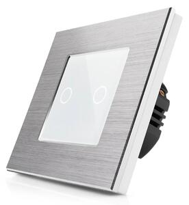 Dotykový dvojitý vypínač z broušeného hliníku R-T602-ALU-SW
