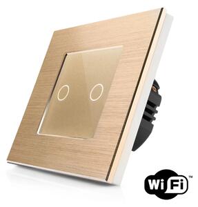 Dotykový dvojitý vypínač z broušeného hliníku s wifi R-T602-wifi-ALU-GG