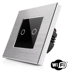 Dotykový dvojitý vypínač z broušeného hliníku s wifi R-T602-wifi-ALU-SB