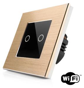 Dotykový dvojitý vypínač z broušeného hliníku s wifi R-T602-wifi-ALU-GB