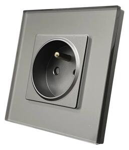 Kompletní 230V zásuvka ve skleněném rámečku R-1Socket-FR-GR