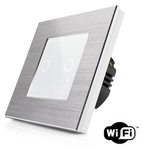 Dotykový dvojitý vypínač z broušeného hliníku s wifi R-T602-wifi-ALU-SW