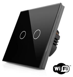Skleněný dotykový dvojitý vypínač s wifi R-T602-wifi-B