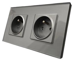 Kompletní dvojzásuvka 230V ve skleněném rámečku R-2Socket-FR-GR