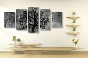 5-dílný obraz černobílý strom života - 100x50 cm