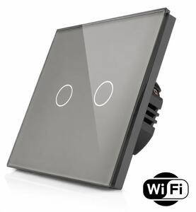 Skleněný dotykový dvojitý schodišťový vypínač s wifi R-T602SW-GR