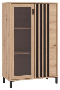 VITRÍNA, černá, dub artisan, 80/128,6/40 cm Hom`in - Kredence a vitríny
