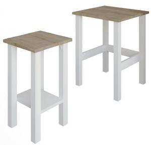 Set 2 ks příručních stolků Ginie (bílá + dub safírový)