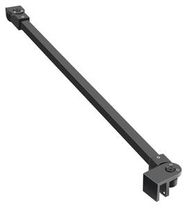 Držák sprchové zástěny, 50 cm, s otočnou hlavicí o 180°, stabilizační tyč pro tloušťku skla 6-10 mm, černá barva
