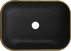 Mexen Rita, umyvadlo na desku 45x32x14 cm, černá matná-zlatý okraj, 21084575