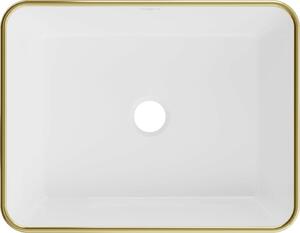 Mexen Catia, umyvadlo na desku 48x37x14 cm, bílá lesklá-zlatý okraj, 21314805