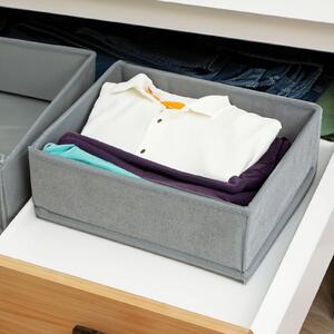 Skladovací box z látky – Skládací skladovací box – edý – 30 x 26 x 10 cm – Organizér do skín nebo zásuvky [BW2075]