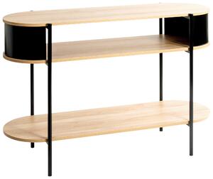 KONZOLOVÝ STOLEK, černá, barvy dubu, kov, kompozitní dřevo, 110/39/76 cm - Online Only konferenční stolky, Online Only