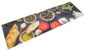 Kuchyňský koberec omyvatelný Víno a jídlo 45 x 150 cm samet 136552