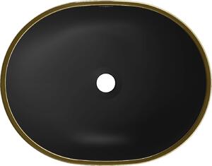 Mexen Viki, umyvadlo na desku 48x35x14 cm, černá matná-zlatý okraj, 21054875