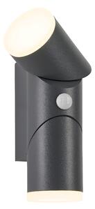 Schrack Venkovní válcové nástěnné svítidlo Evo Up/Down LED 12,5W 3000K, otočné, PIR, antracit, IP54