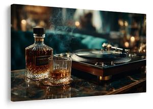 Obraz gramofon a sklenka whisky