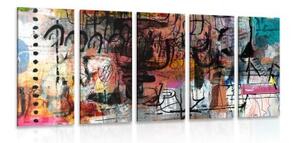 5-dílný obraz street art umění - 100x50 cm