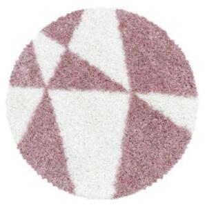 Moderní kusový koberec Tango Shaggy 3101 rose kruh | Růžová Typ: kulatý 200x200 cm