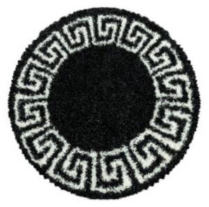 Moderní kusový koberec Hera Shaggy 3301 anthrazit kruh | Černá Typ: kulatý 200x200 cm