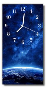 Skleněné hodiny vertikální Vesmír, modré hvězdy 30x60 cm