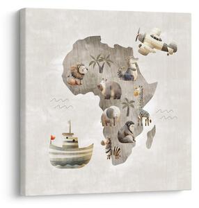 Obraz africká zvířata na mapě