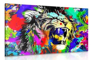 Obraz barevná lví hlava - 120x80 cm