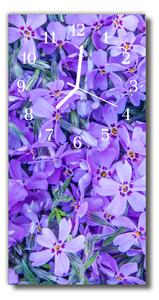 Skleněné hodiny vertikální  Květy, fialové květy 30x60 cm