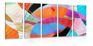 5-dílný obraz pestrobarevná abstrakce - 100x50 cm
