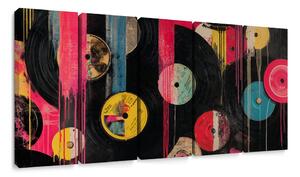 5-dílný obraz retro vinylové desky