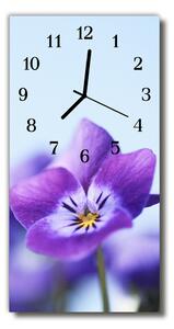 Skleněné hodiny vertikální  Květy, fialový květ 30x60 cm