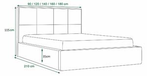 Manželská postel 140 cm Elna (hnědá) (s roštem a úložným prostorem). 1046901