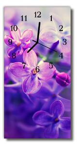 Skleněné hodiny vertikální  Květy, fialové květy 30x60 cm