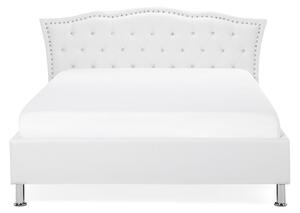 Bílá kožená postel Chesterfield 140x200 cm METZ