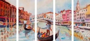 5-dílný obraz benátská gondola - 100x50 cm