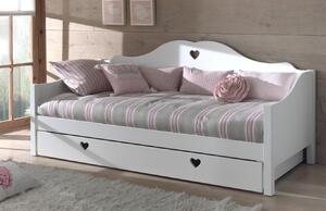 Bílá dřevěná dětská postel/pohovka Vipack Amori 90 x 200 cm se zásuvkou
