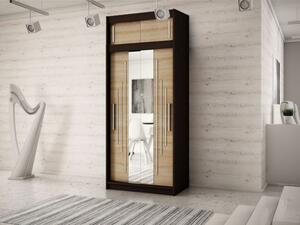 VÝPRODEJ - Šatní skříň Vivi se zrcadlem a posuvnými dveřmi 100 v barvě wenge