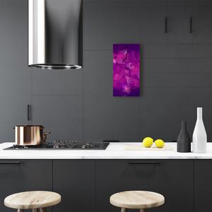 Skleněné hodiny vertikální Art abstrakce umělecká díla fialová 30x60 cm