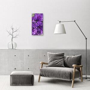 Skleněné hodiny vertikální Květy, purpurové primrosy 30x60 cm