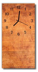 Skleněné hodiny vertikální Dřevěné hnědé desky 30x60 cm