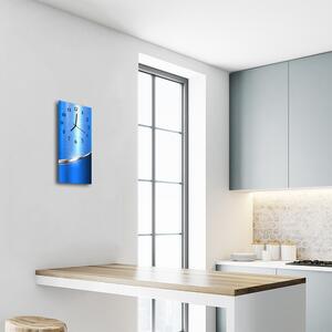 Skleněné hodiny vertikální  Umělecký vzor modrý 30x60 cm
