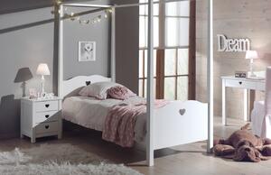 Bílá dřevěná dětská postel s nebesy Vipack Amori 90 x 200 cm