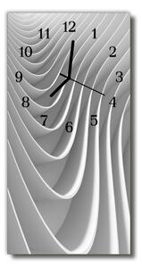 Skleněné hodiny vertikální Příroda Wave 3D stříbrné linie 30x60 cm
