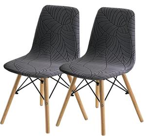 Potahy na židle do jídelny - sada 2 kusů - moderní design, tvar mušle - šedá barva