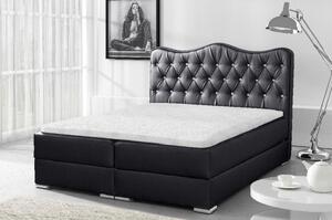 Luxusní kontinentální postel Sultán černá eko kůže 140 + topper zdarma