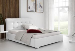 Moderní manželská postel Evelyn s úložným prostorem bílá eko kůže 160 x 200