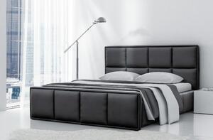 Čalouněná postel Esteban s vysokým čelem a úložným prostorem černá eko kůže 160 x 200