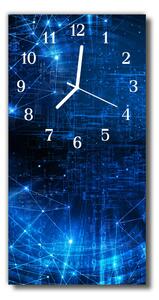 Skleněné hodiny vertikální  Modrá matice 30x60 cm